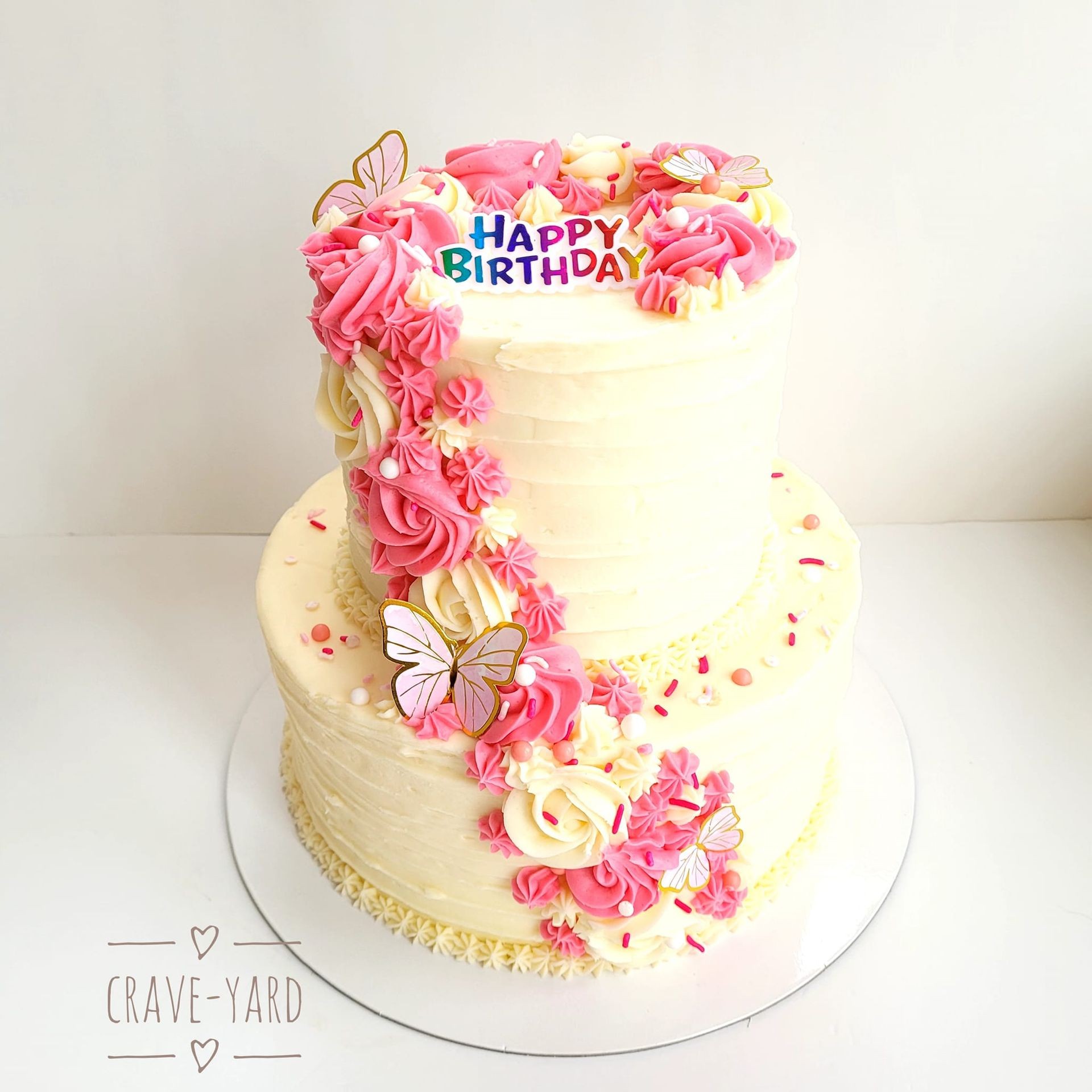 Two tier floral wedding Cake